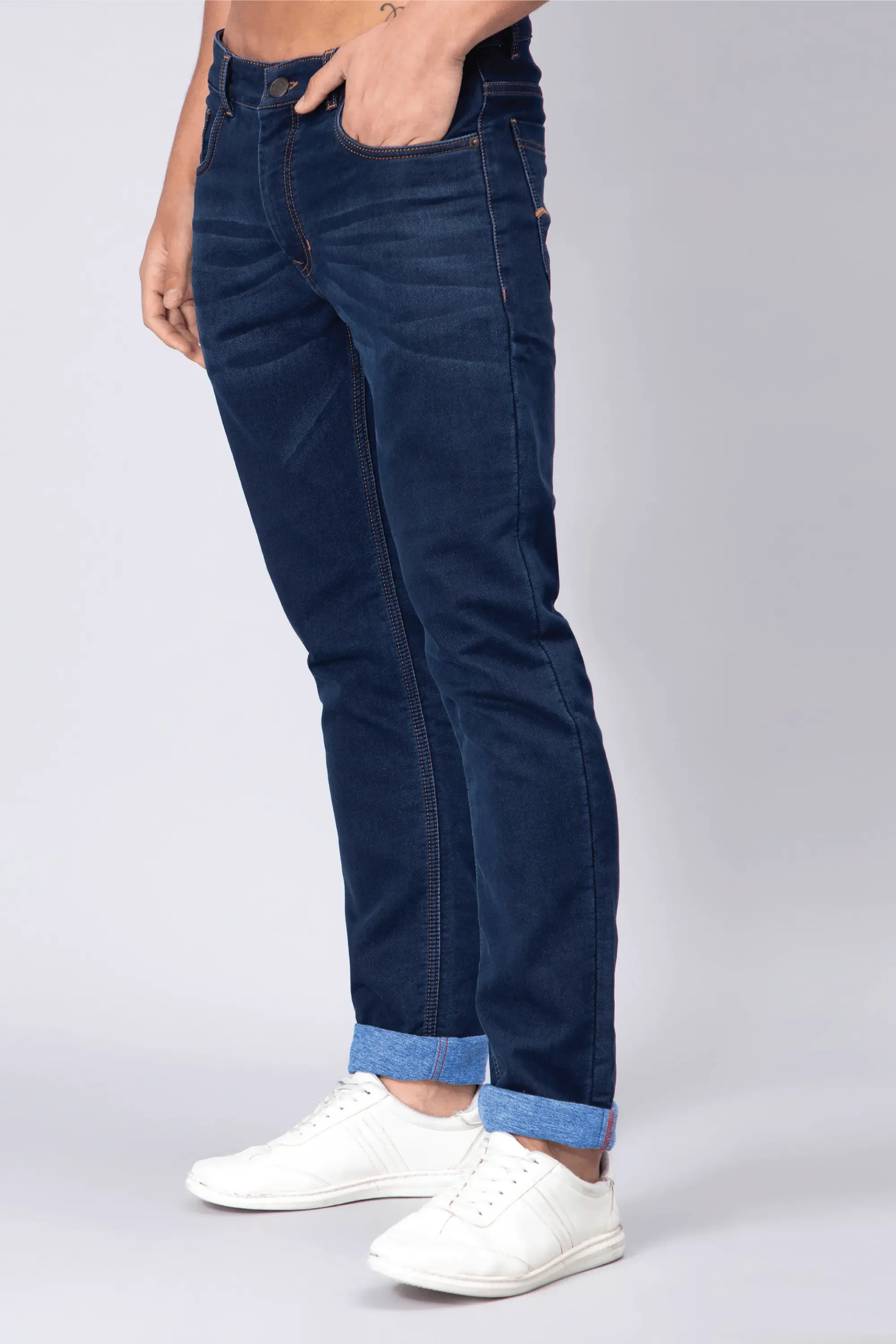 Men's Slim Fit Dark Blue Stretchable Denim Jeans