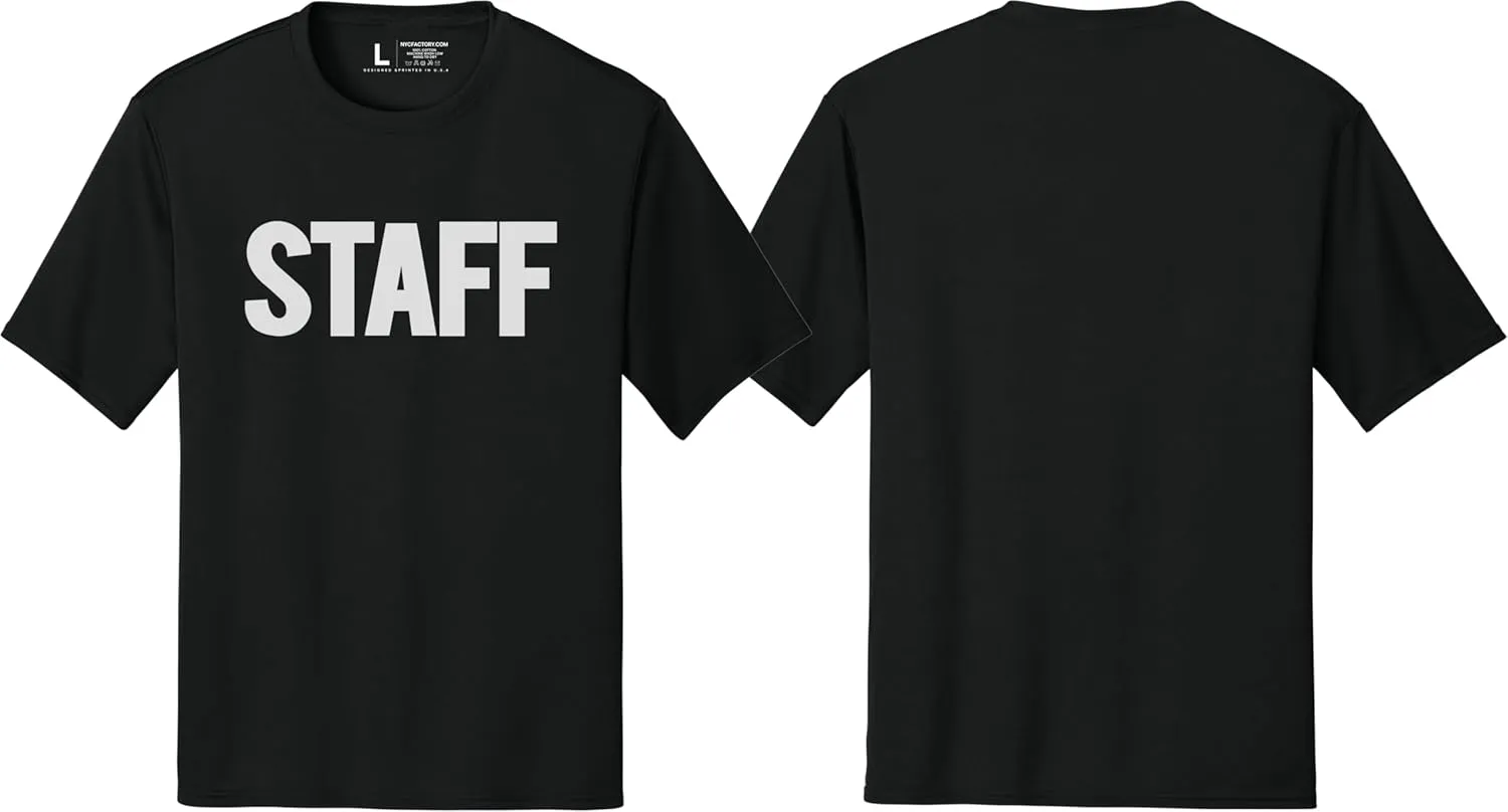 Men's Staff T-Shirt Front Back Print Tee Event Uniform Tshirt