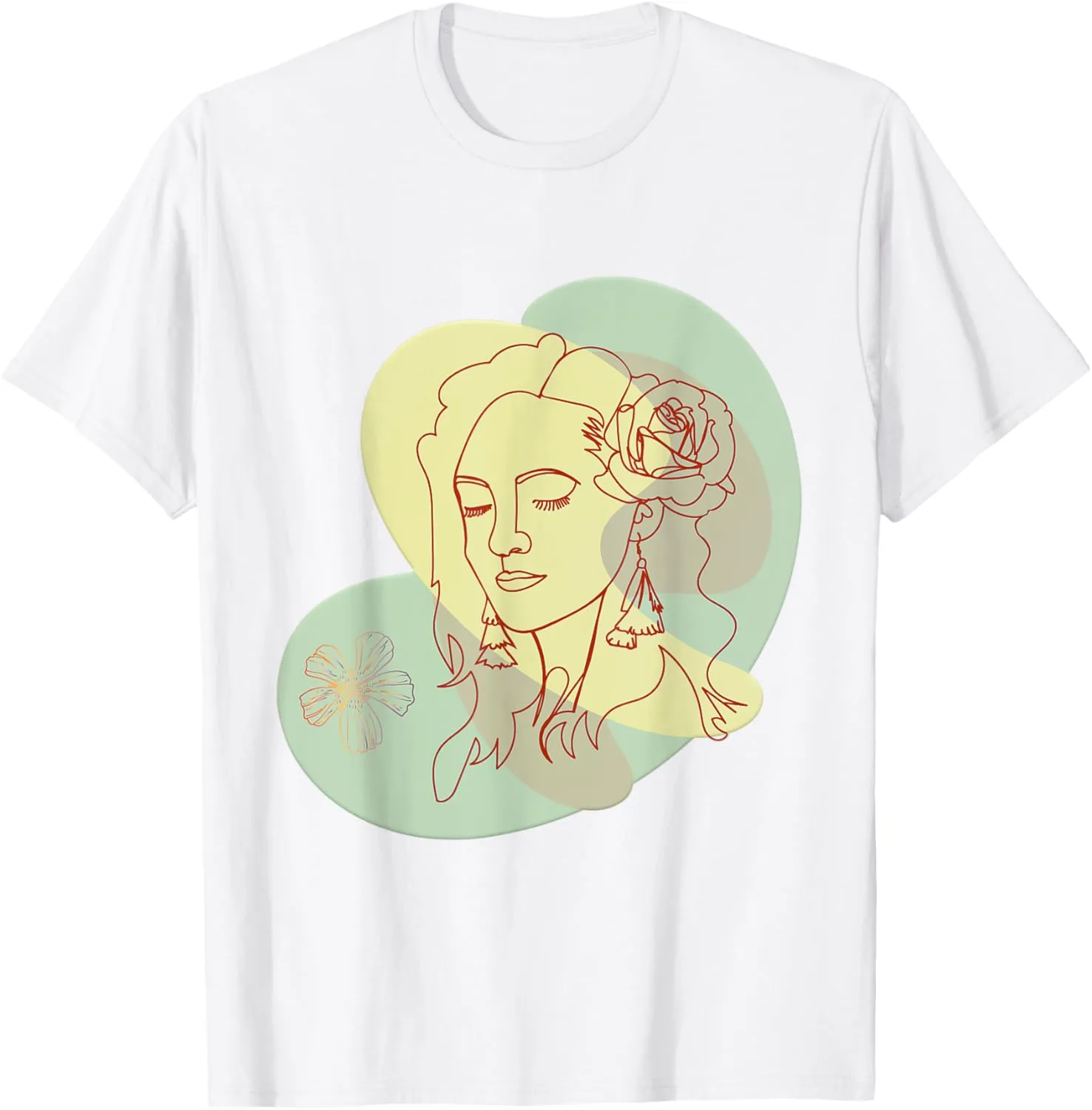 Minimalist Aesthetic Drawing of a Face in Abstract Line T-Shirt