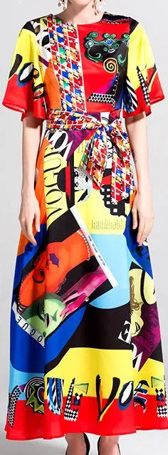 Multi Color Pop Art Print Dress