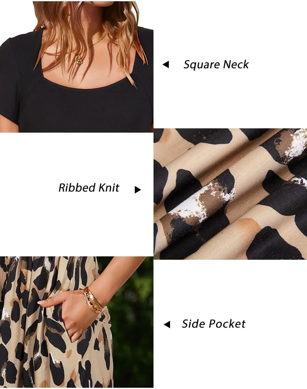 Newshows Women 2025 Summer Dress Square Neck Formal Short Sleeve Business Casual Outfits Ruffle Spring Pockets Sundress