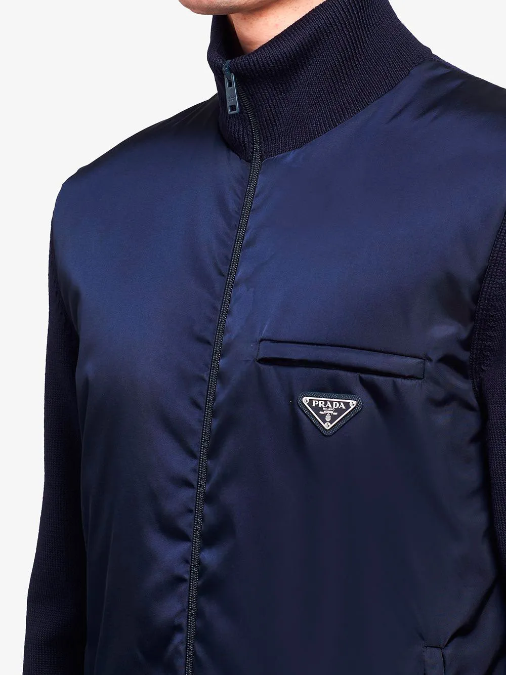 Nylon zip-up cardigan