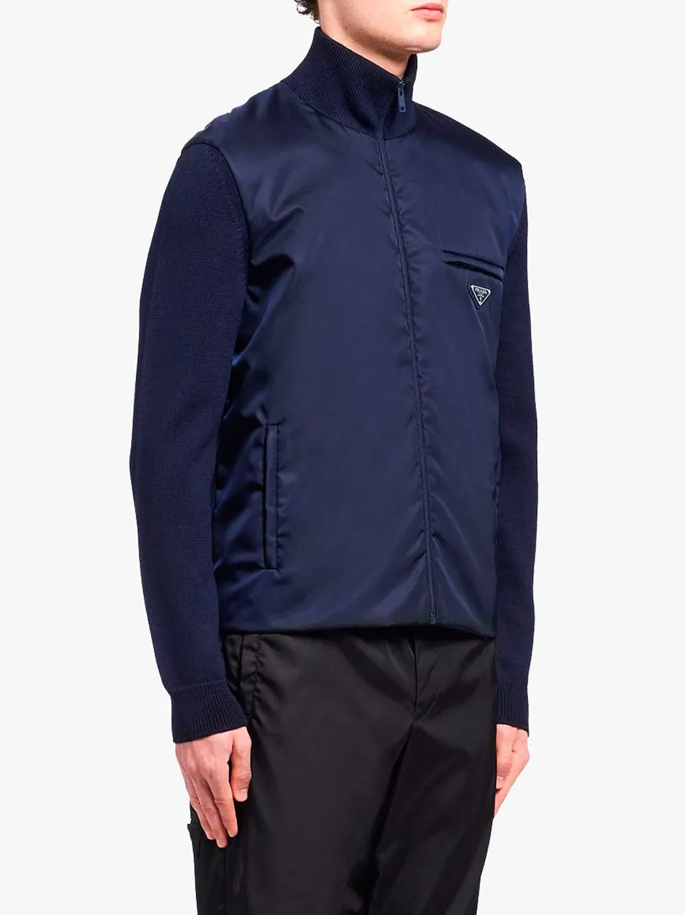 Nylon zip-up cardigan