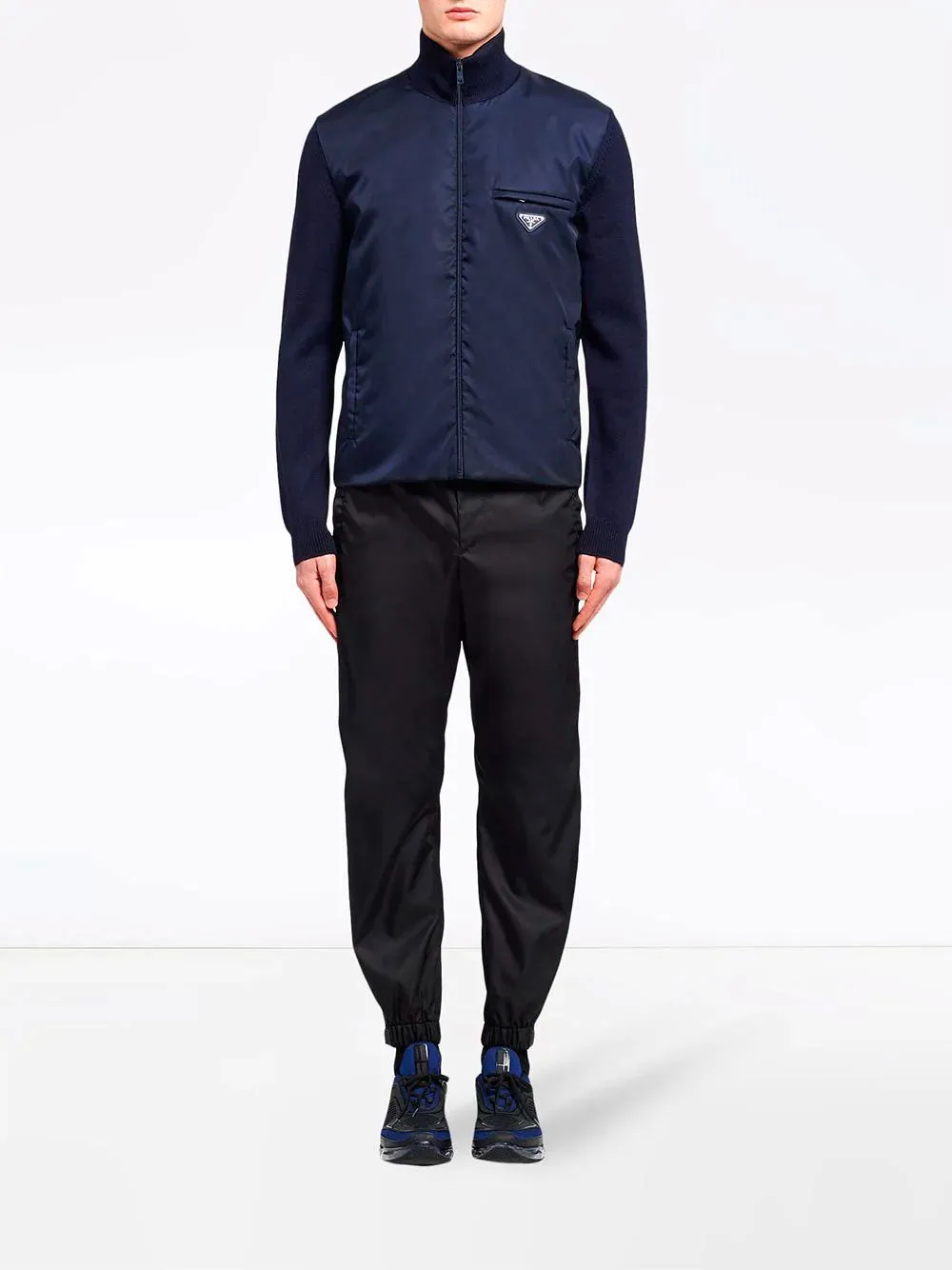 Nylon zip-up cardigan