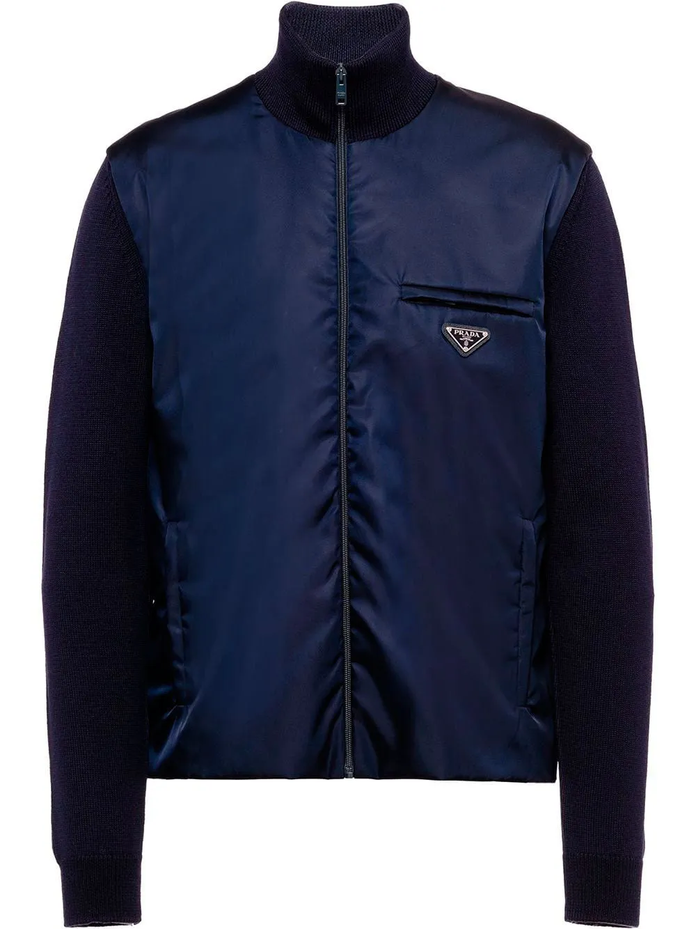 Nylon zip-up cardigan