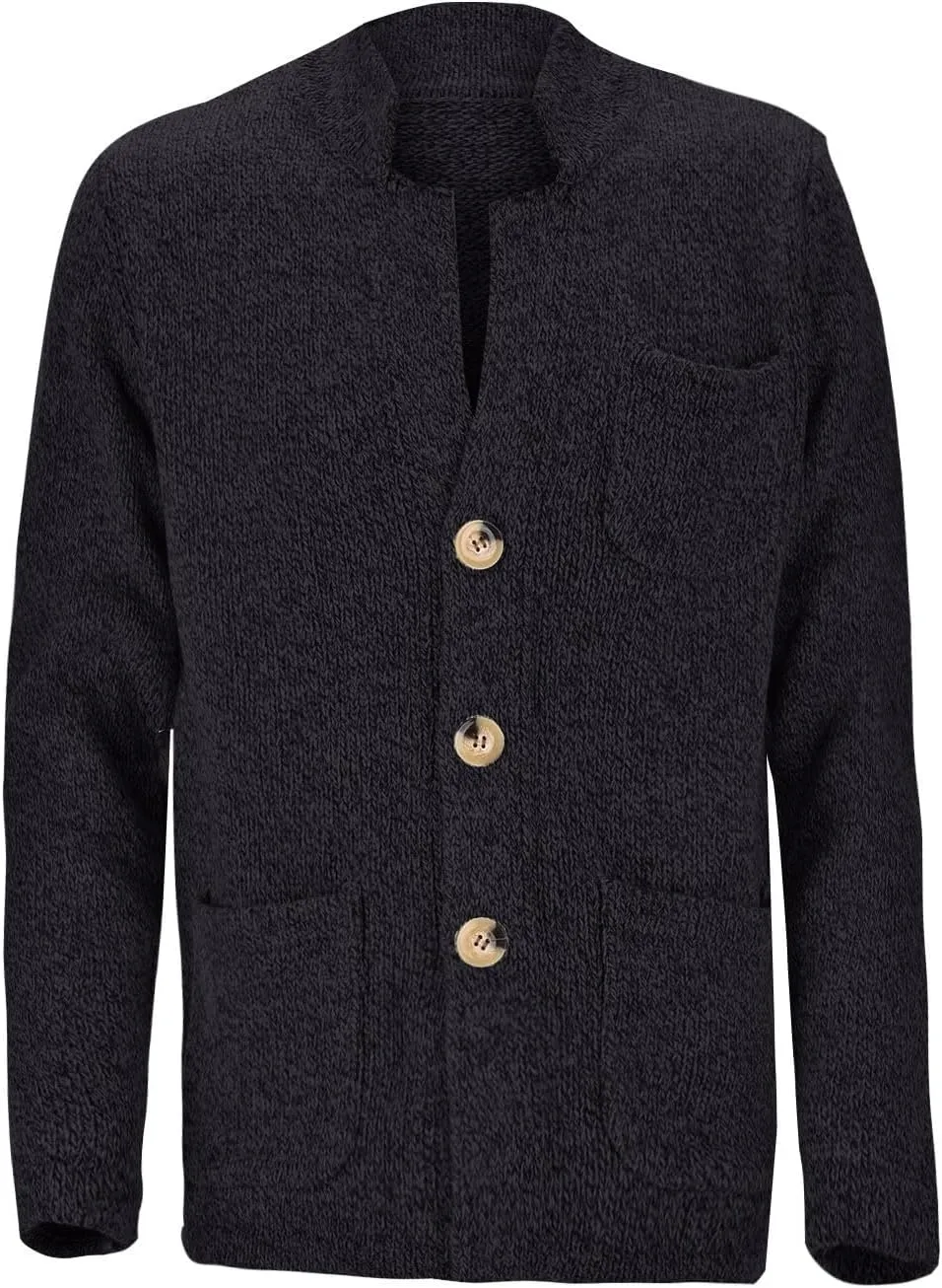PeQAQ Mens Cardigan Sweater Cable Knit V Neck Button up Sweaters Winter Soft Warm Ribbed Cardigan Sweater Jacket with Pockets