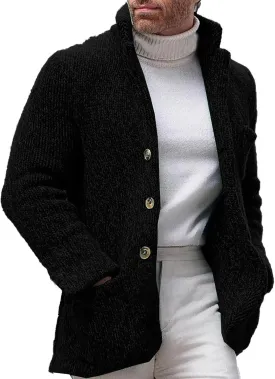 PeQAQ Mens Cardigan Sweater Cable Knit V Neck Button up Sweaters Winter Soft Warm Ribbed Cardigan Sweater Jacket with Pockets