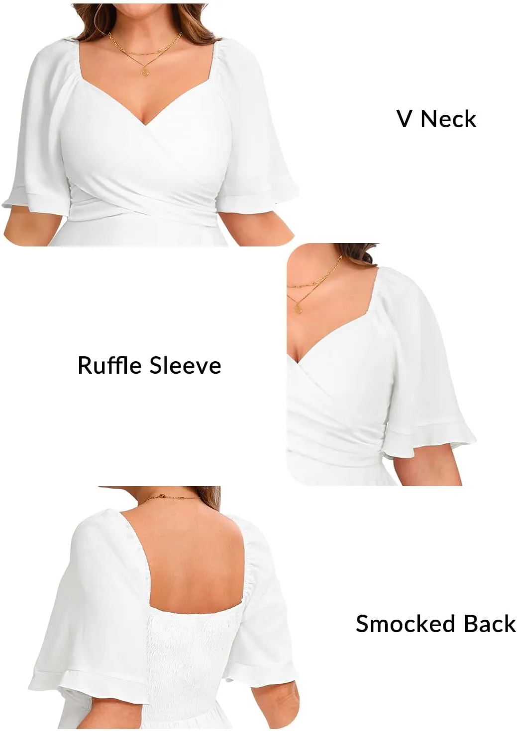 Pinup Fashion Women Graduation Dress Plus Size - Wedding Guest Summer Wrap V Neck Ruffle Knee Length Dresses