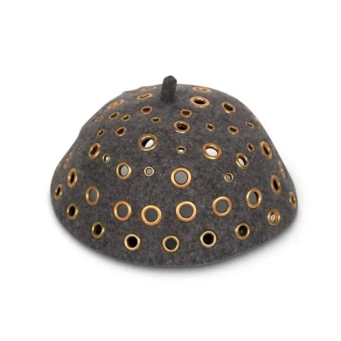PRADA Grey Wool Metal Grommet Hat | OS