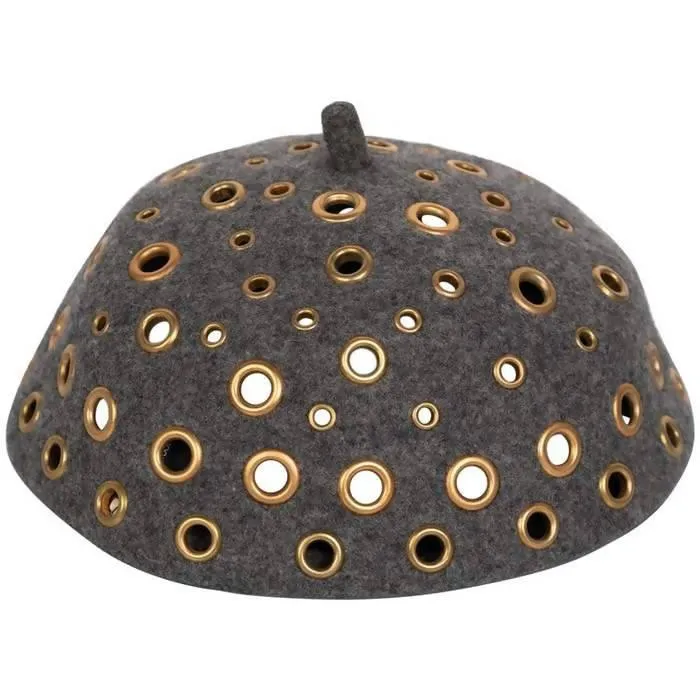 PRADA Grey Wool Metal Grommet Hat | OS