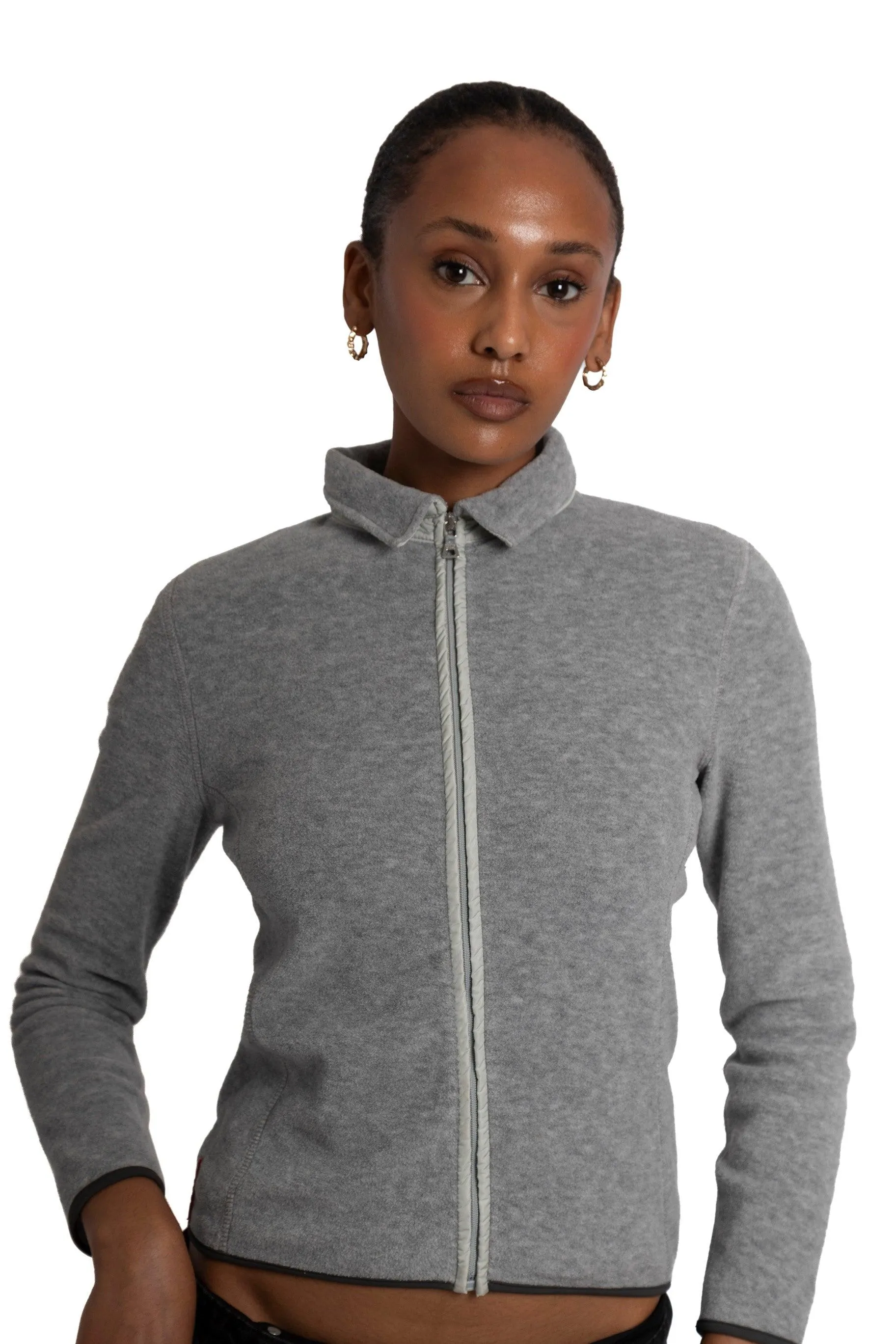 Prada Sport Light Grey Collared Fleece