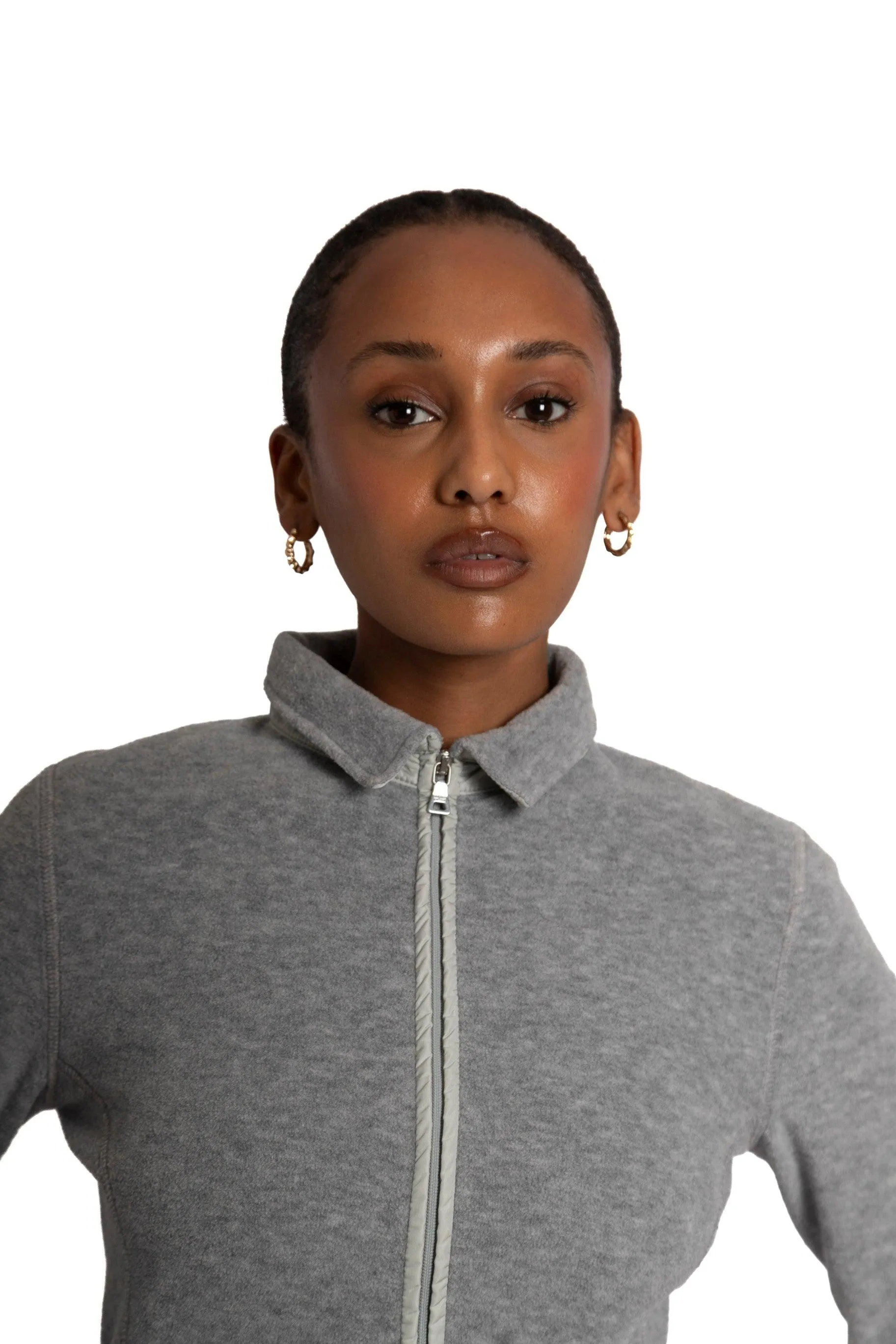 Prada Sport Light Grey Collared Fleece