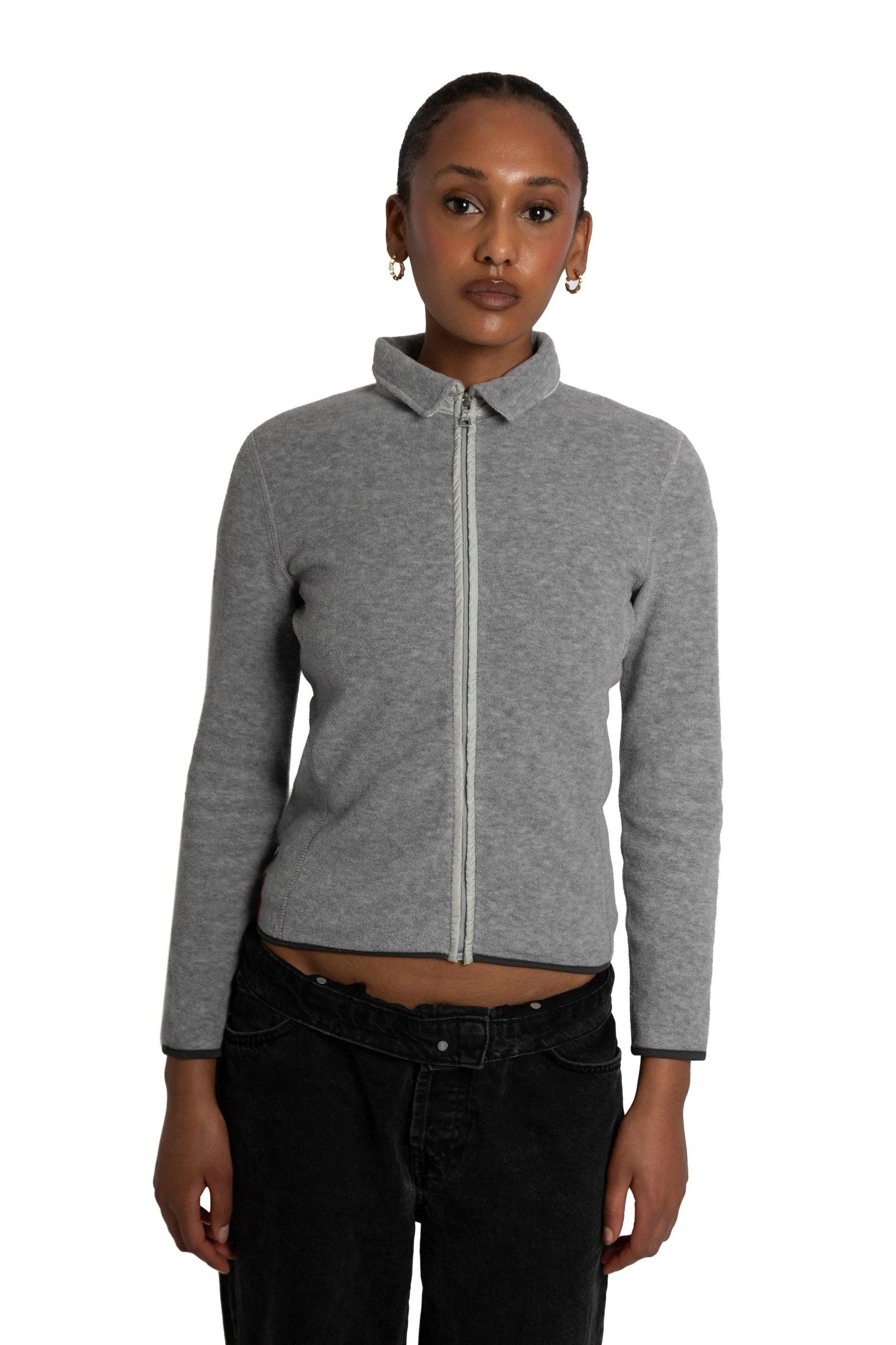 Prada Sport Light Grey Collared Fleece