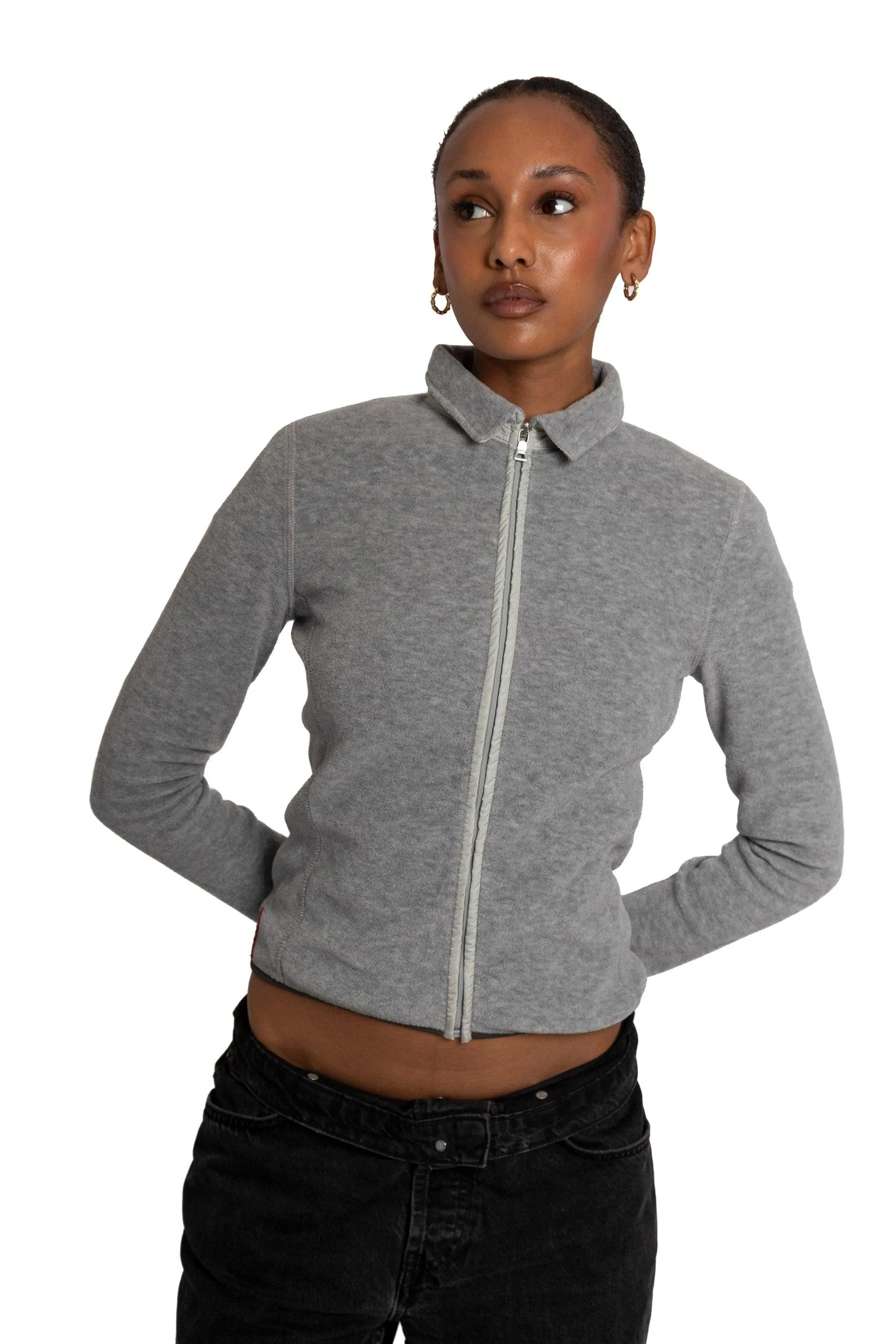 Prada Sport Light Grey Collared Fleece