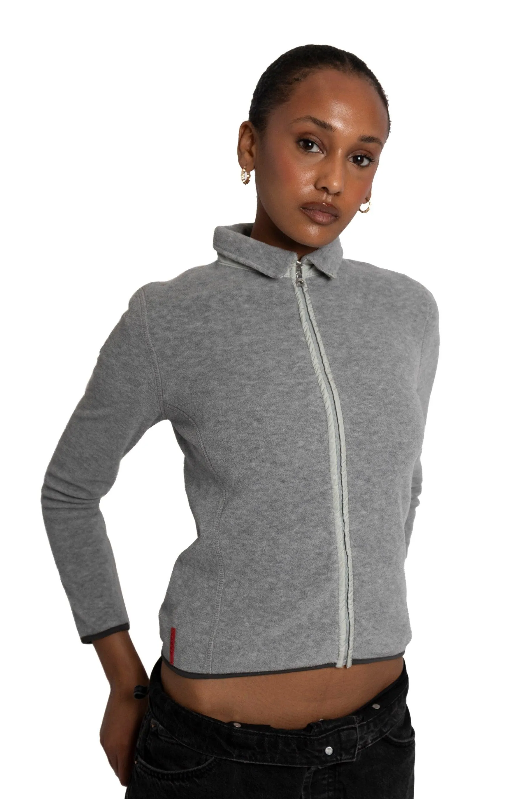 Prada Sport Light Grey Collared Fleece