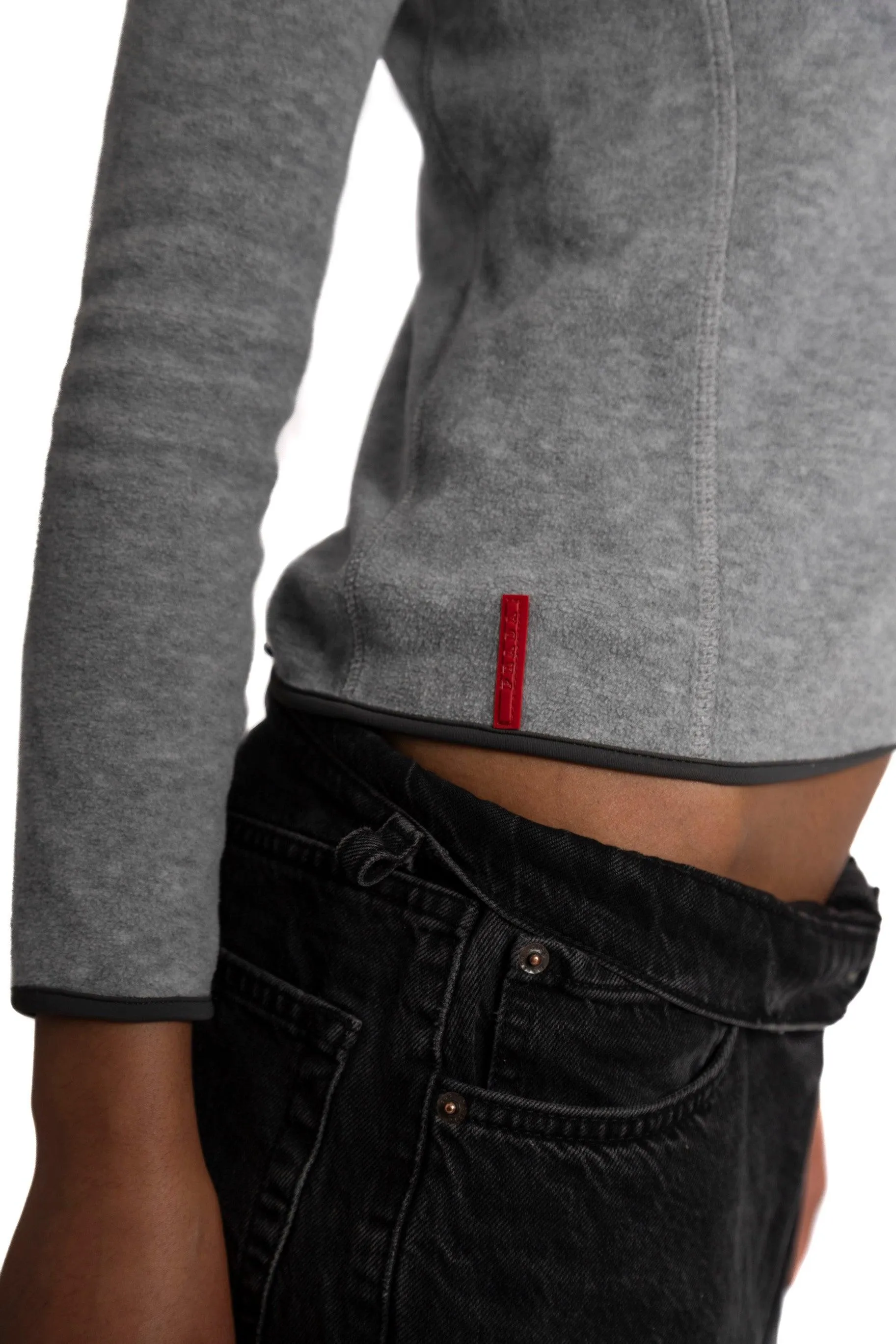 Prada Sport Light Grey Collared Fleece