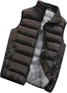 Puffy Vest Men Men's Vest Cardigan High Collar Men's Warm Zip Men's Coats Jackets Stuff for Men Sleeveless Vest for