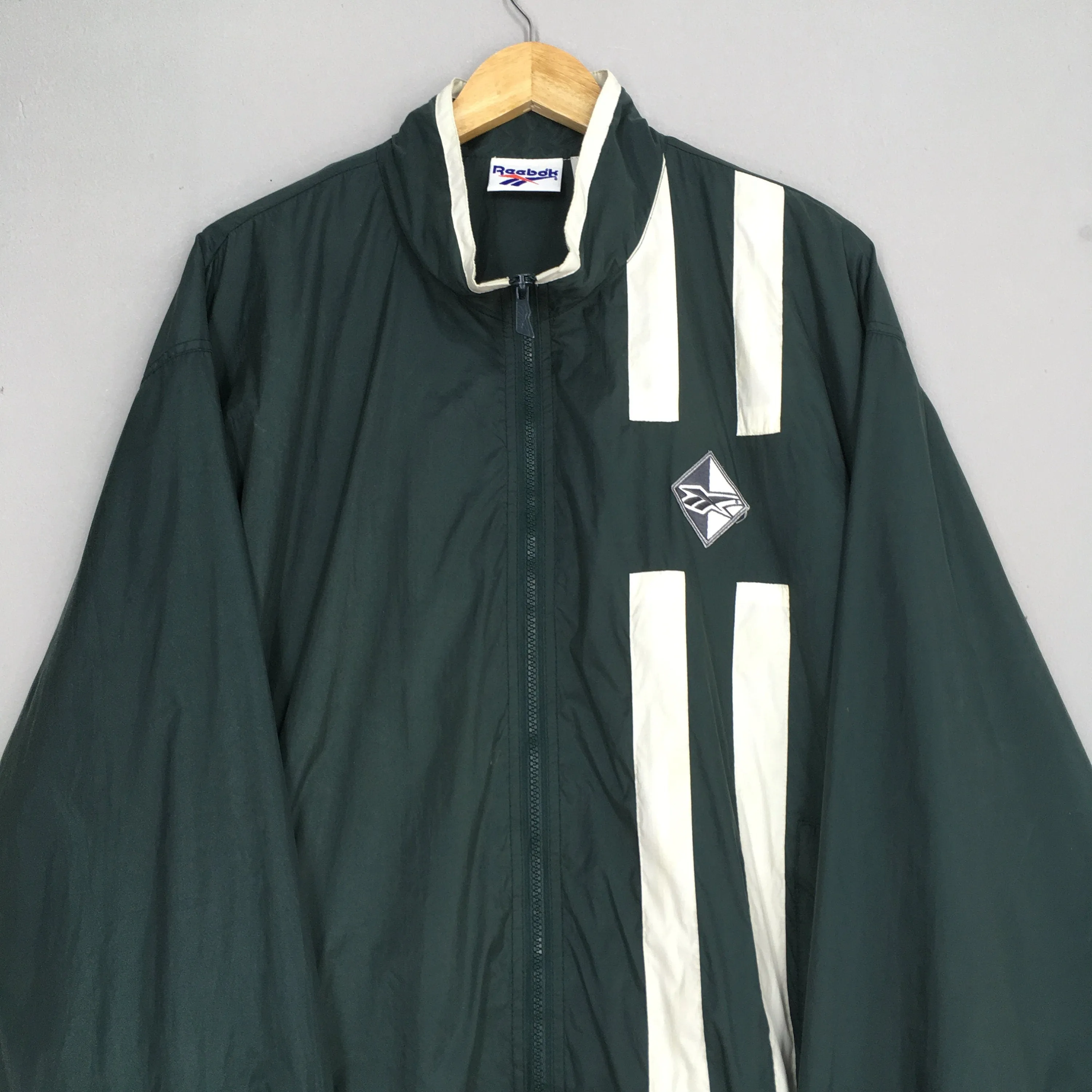 Reebok Sports Windbreaker Green Jacket Large