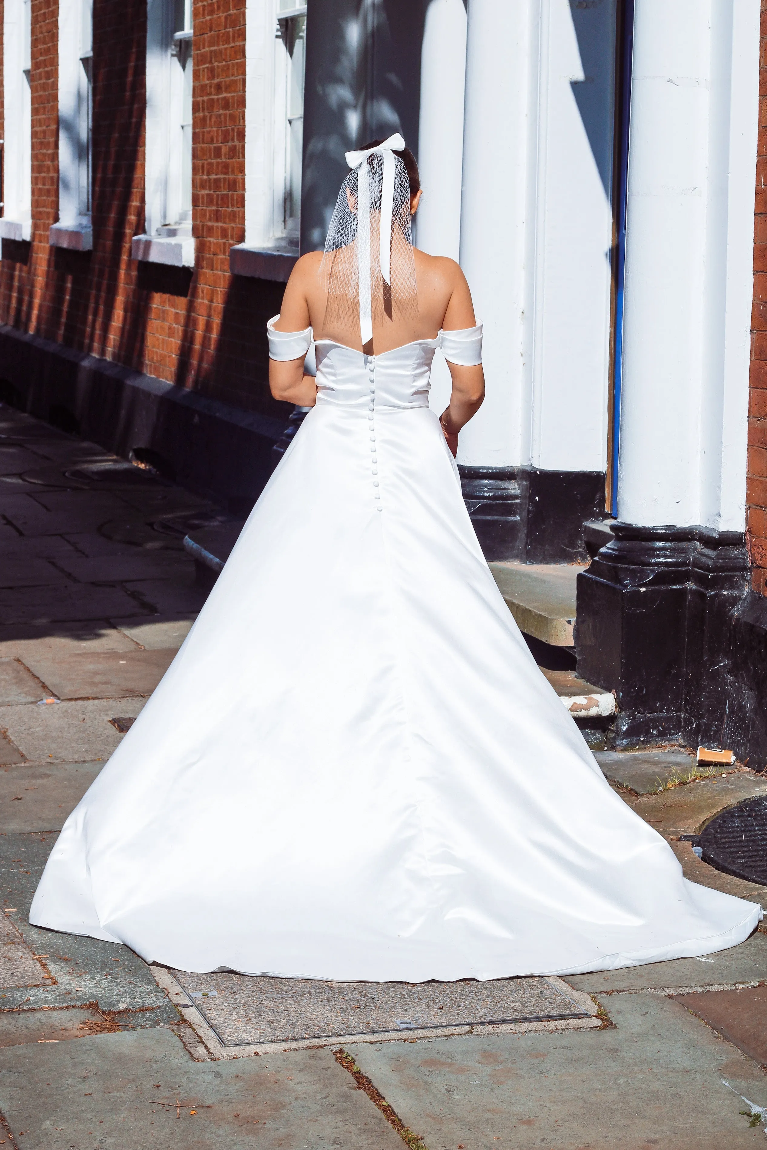 Sample - Abbie Off-the-Shoulder Satin Wedding Dress