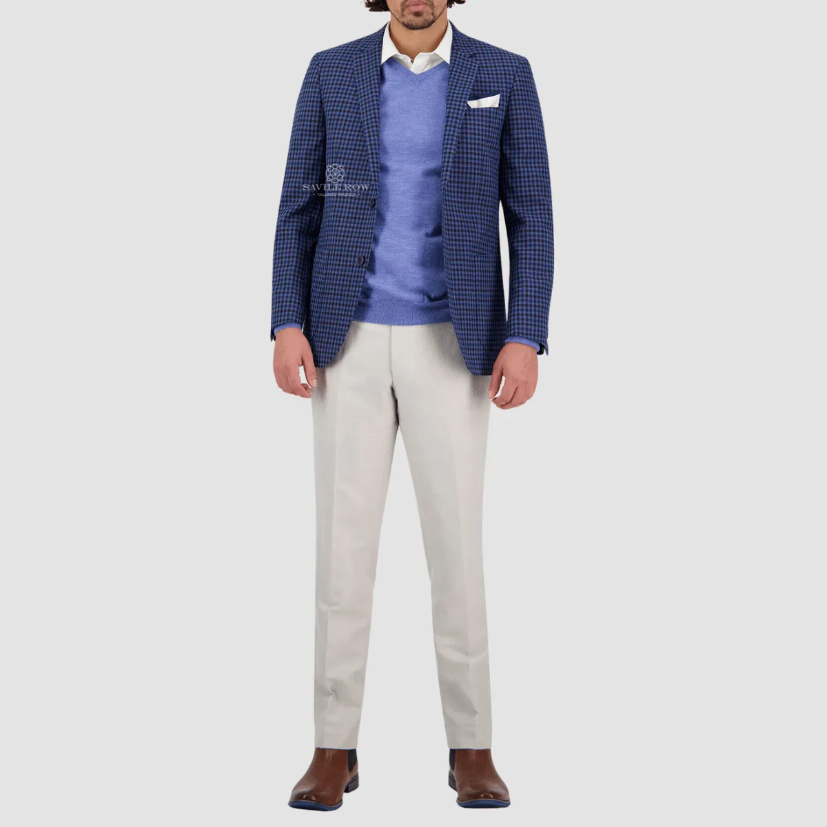 Savile Row Slim Fit Asher Sports Jacket in Navy Check