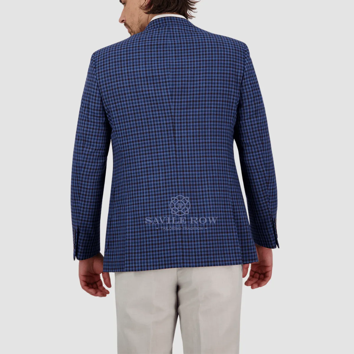 Savile Row Slim Fit Asher Sports Jacket in Navy Check