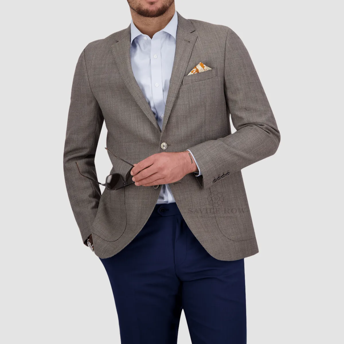 Savile Row tailored fit asher sports jacket in stone grey