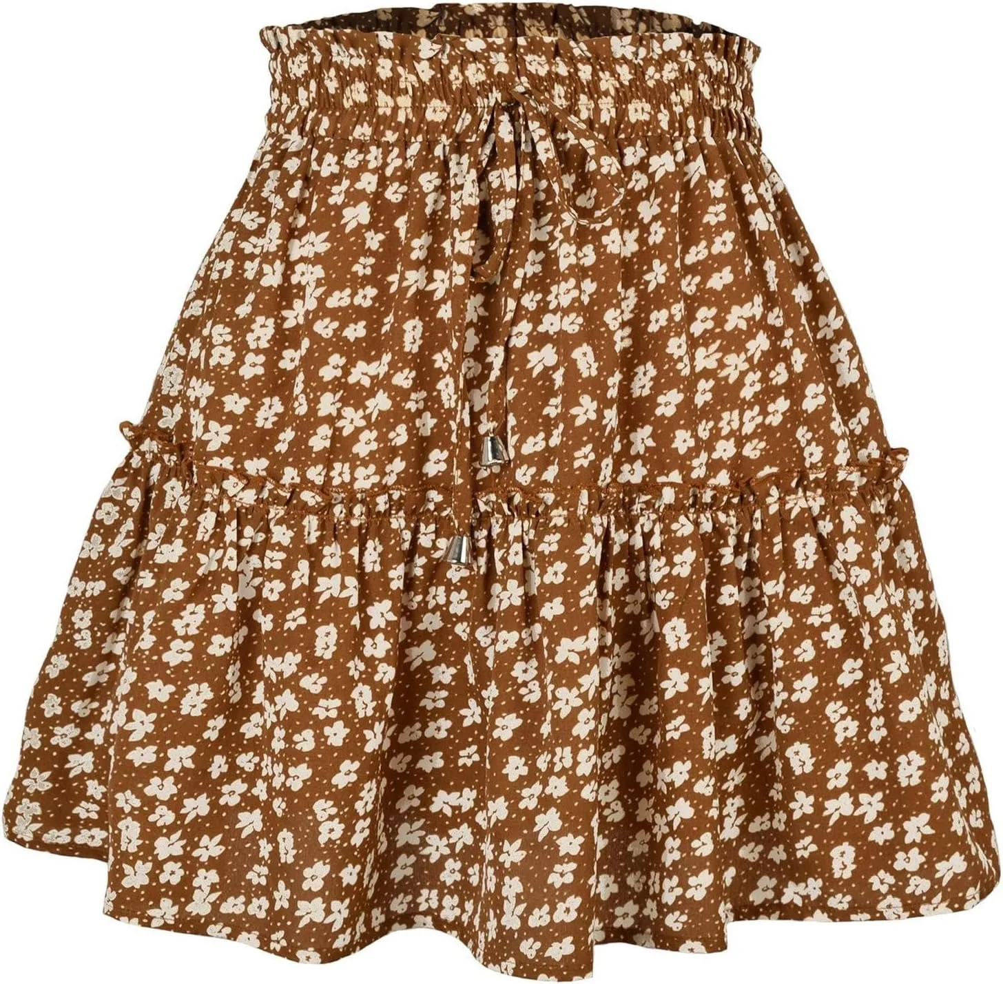 Summer Mini Skirts for Women 2025 Drawstring High Waisted Ditsy Floral Skirts Vacation Beach Boho A Line Short Skirt