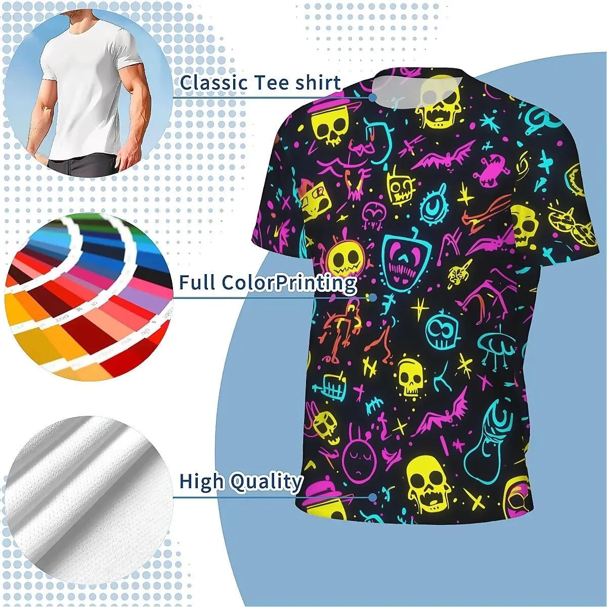 T-Shirts for Men Boys Unisex 3D Printed Shirts Short Sleeve Graphic Tees Shirt