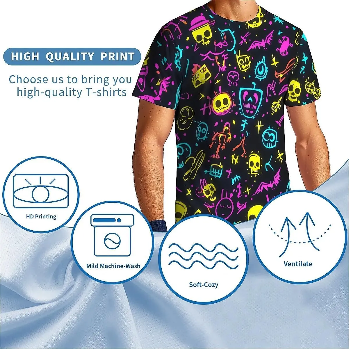 T-Shirts for Men Boys Unisex 3D Printed Shirts Short Sleeve Graphic Tees Shirt