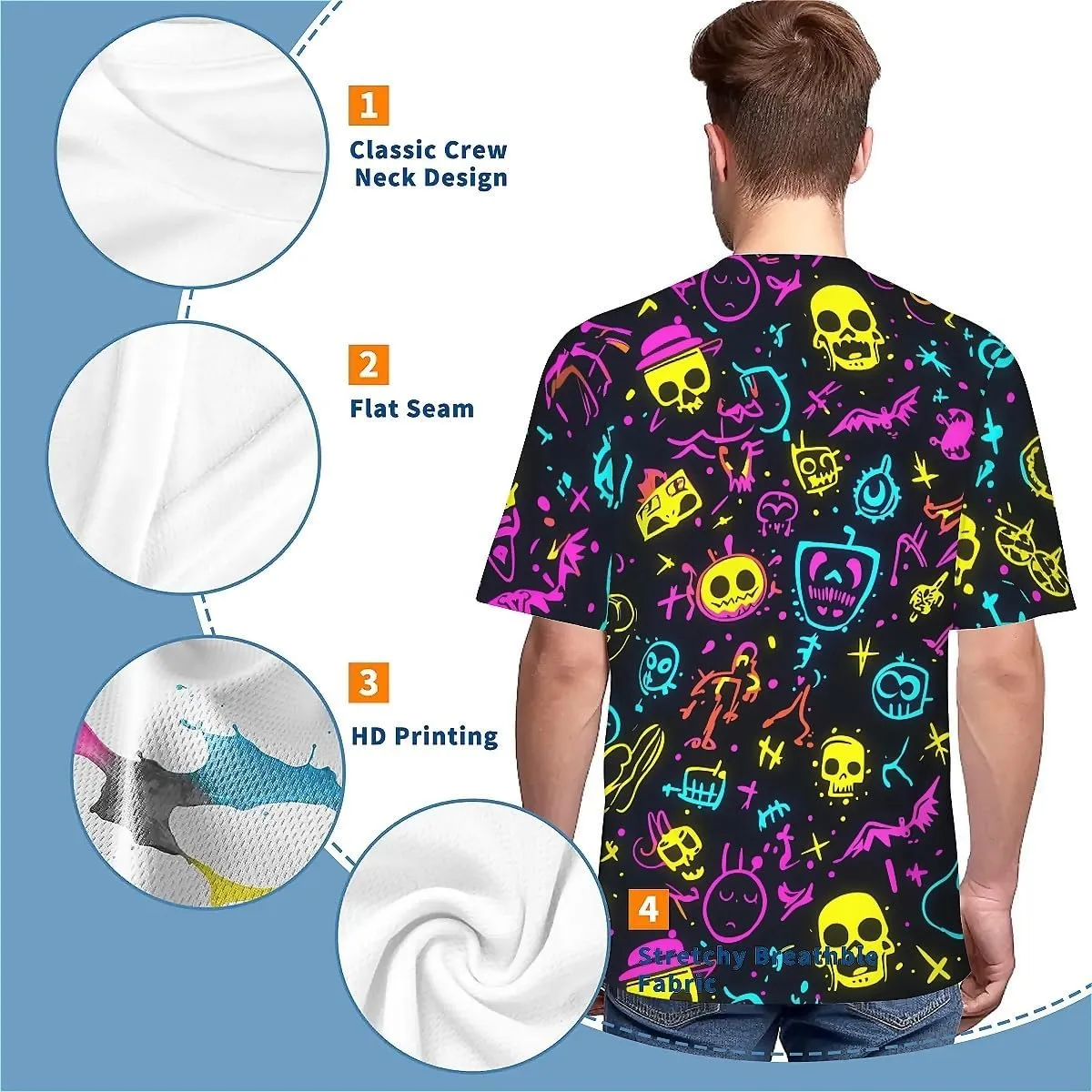 T-Shirts for Men Boys Unisex 3D Printed Shirts Short Sleeve Graphic Tees Shirt