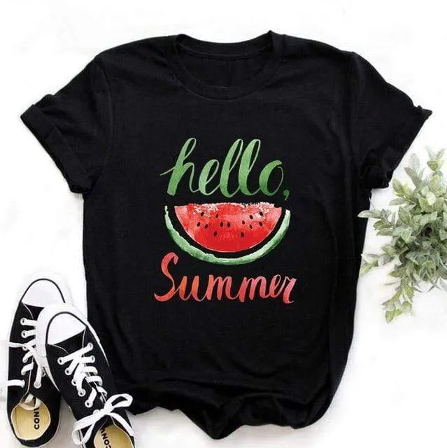 Tees Women T Shirt Print Letter T-shirt Casual White Black Pink