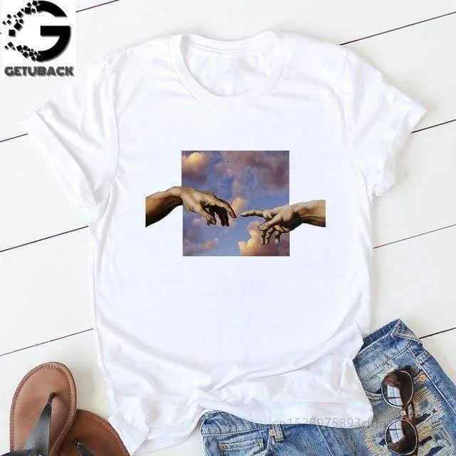 Tees Women T Shirt Print Letter T-shirt Casual White Black Pink