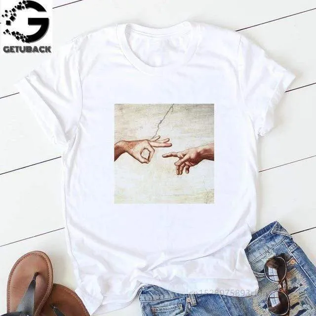 Tees Women T Shirt Print Letter T-shirt Casual White Black Pink