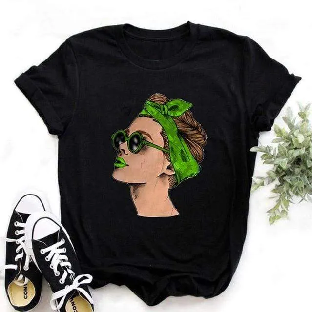 Tees Women T Shirt Print Letter T-shirt Casual White Black Pink