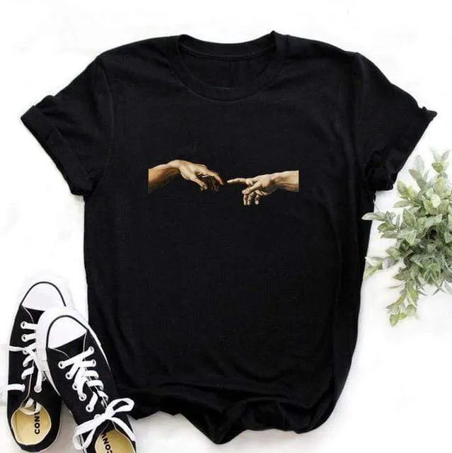 Tees Women T Shirt Print Letter T-shirt Casual White Black Pink