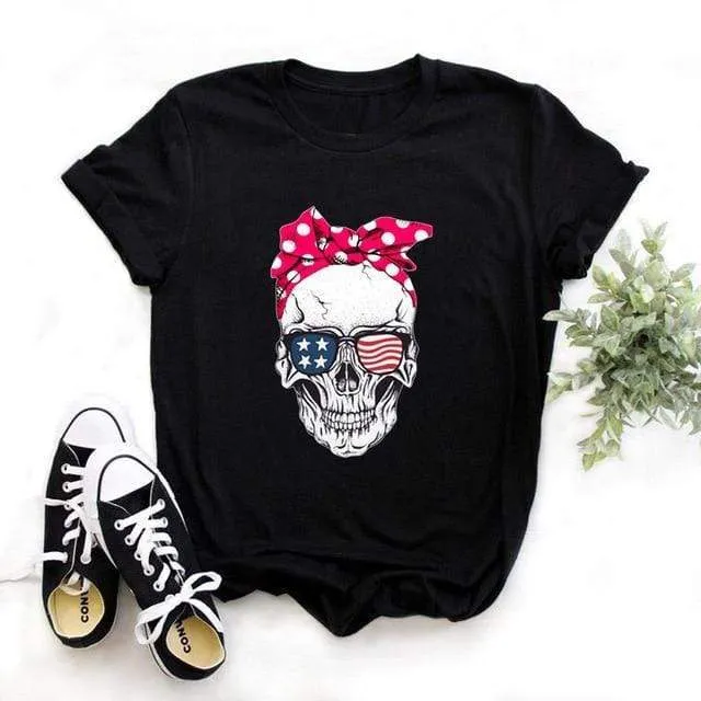Tees Women T Shirt Print Letter T-shirt Casual White Black Pink