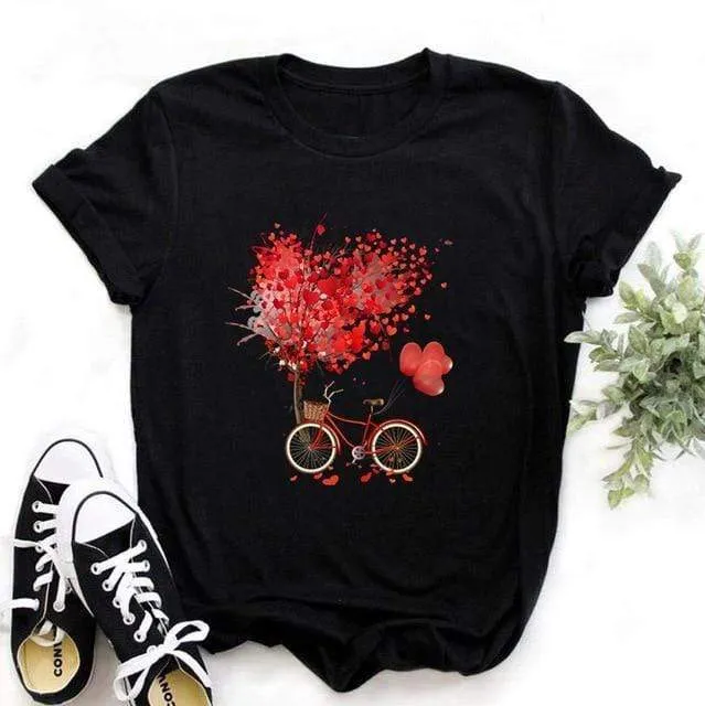 Tees Women T Shirt Print Letter T-shirt Casual White Black Pink