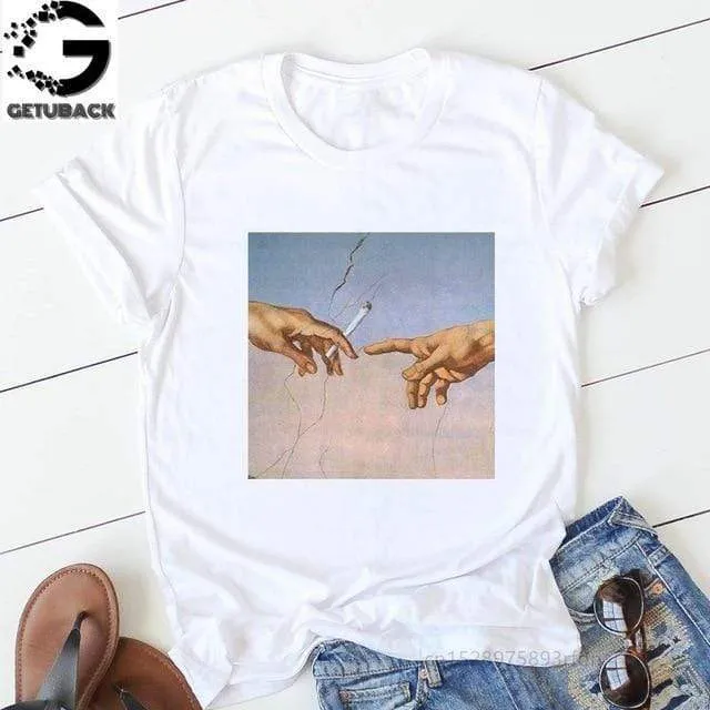 Tees Women T Shirt Print Letter T-shirt Casual White Black Pink