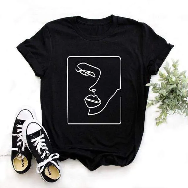 Tees Women T Shirt Print Letter T-shirt Casual White Black Pink