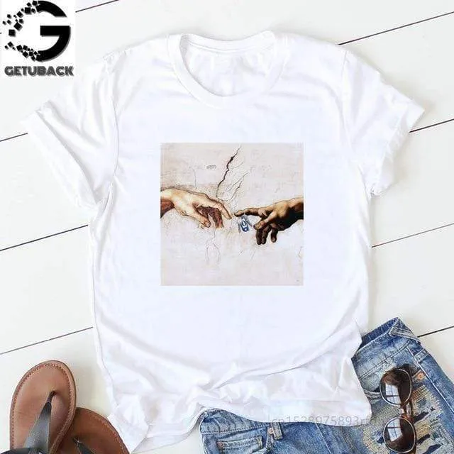 Tees Women T Shirt Print Letter T-shirt Casual White Black Pink