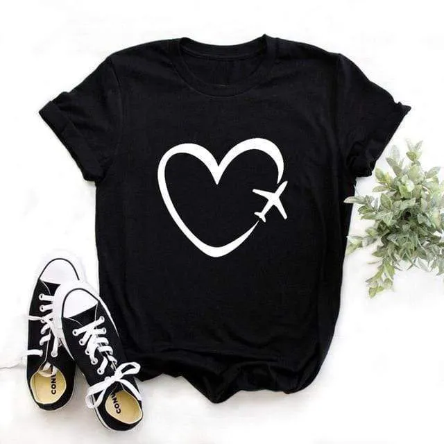 Tees Women T Shirt Print Letter T-shirt Casual White Black Pink