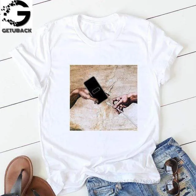 Tees Women T Shirt Print Letter T-shirt Casual White Black Pink