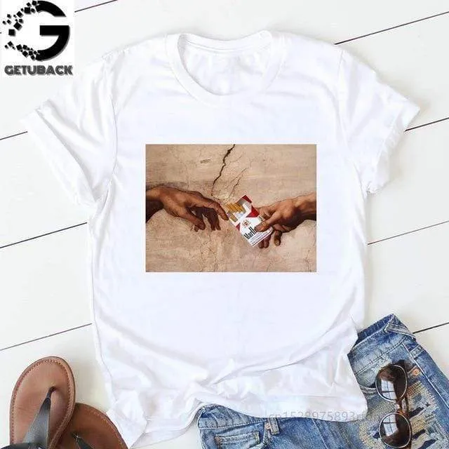Tees Women T Shirt Print Letter T-shirt Casual White Black Pink