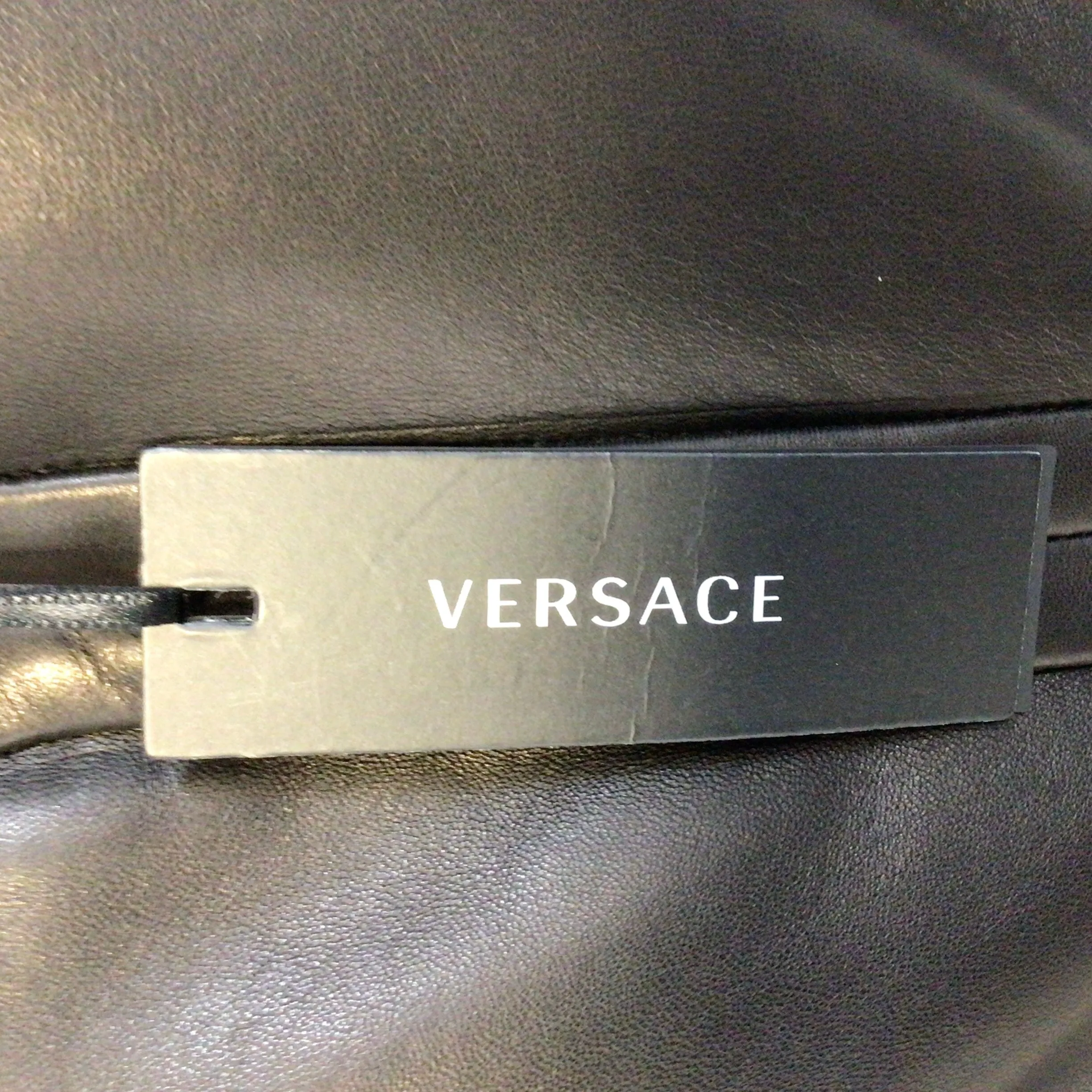 Versace Black 2021 Lambskin Leather Mini Dress