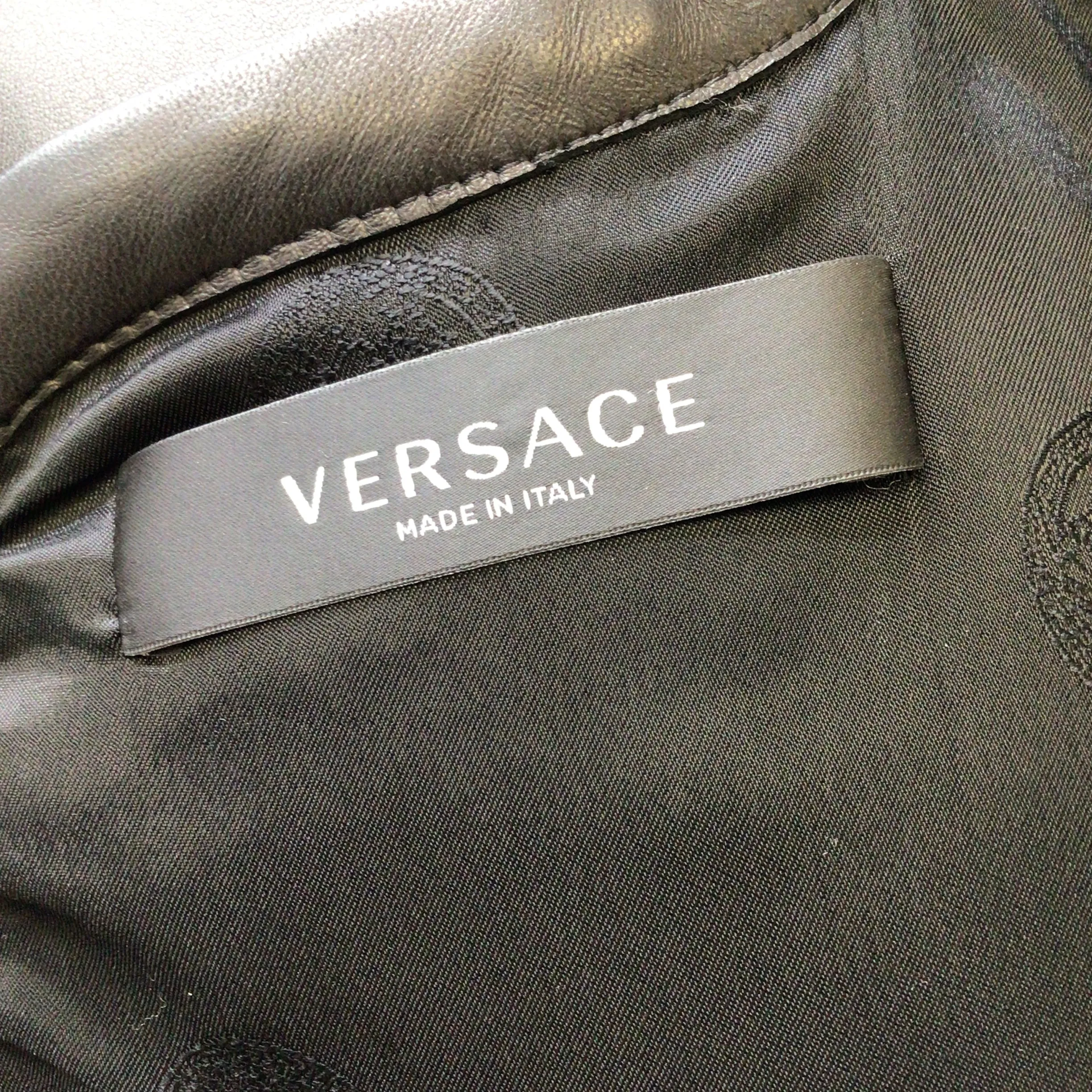 Versace Black 2021 Lambskin Leather Mini Dress
