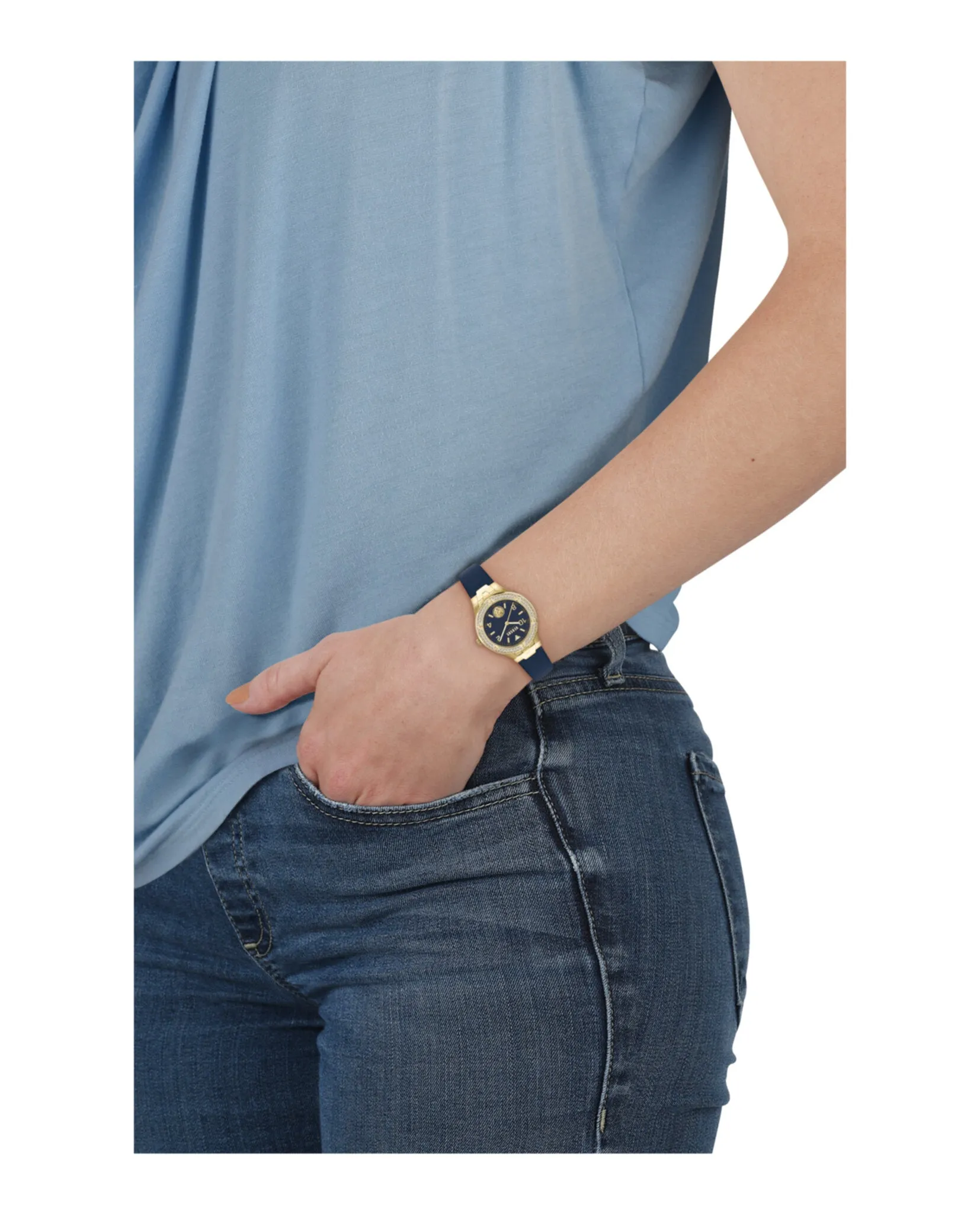 Versus Versace Vittoria Crystal Leather Watch