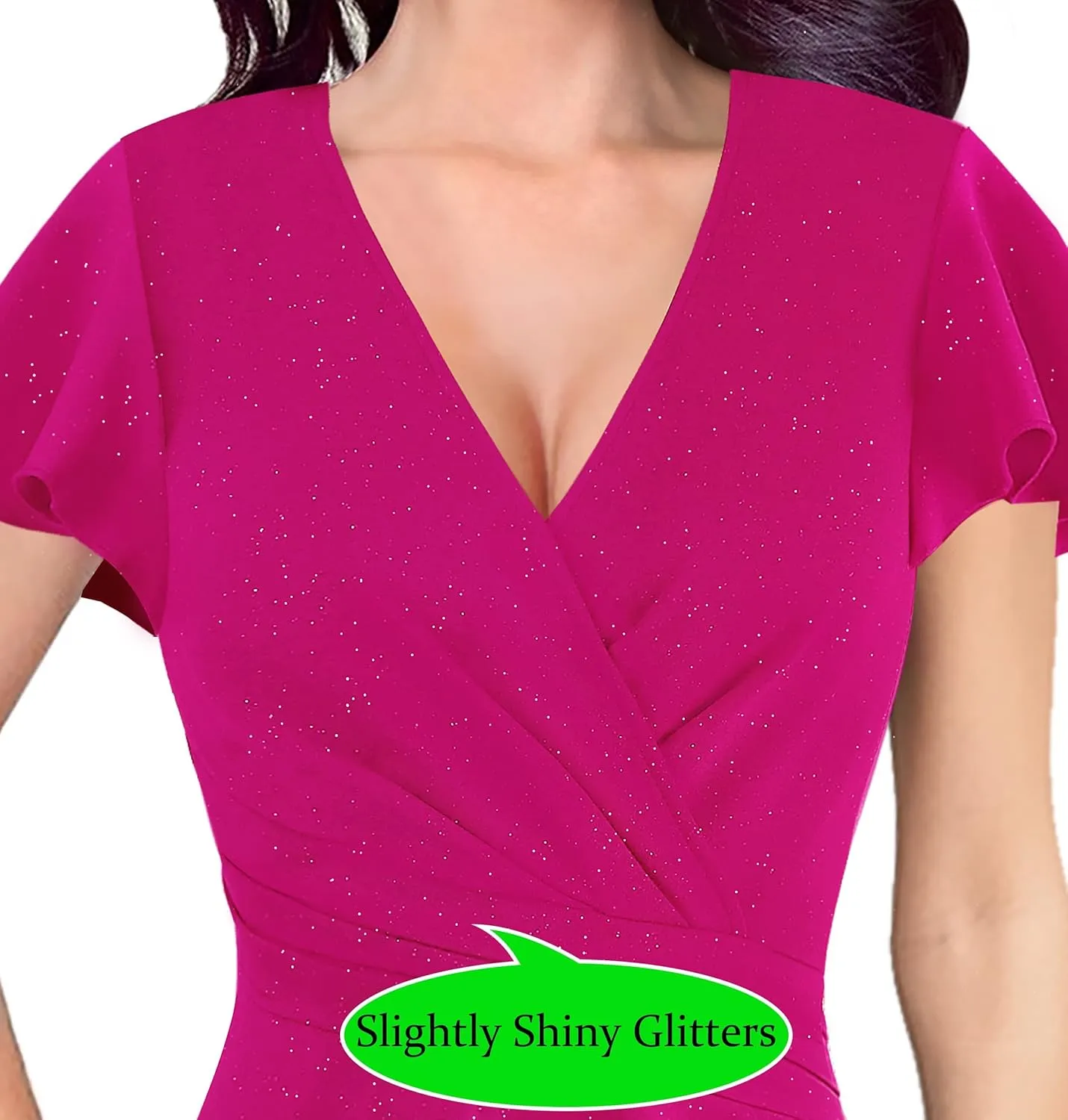 VFSHOW Womens Ruched Wrap V Neck Ruffle Formal Prom Peplum High Slit Maxi Dress 2023 Wedding Guest Cocktail Evening Long Gown