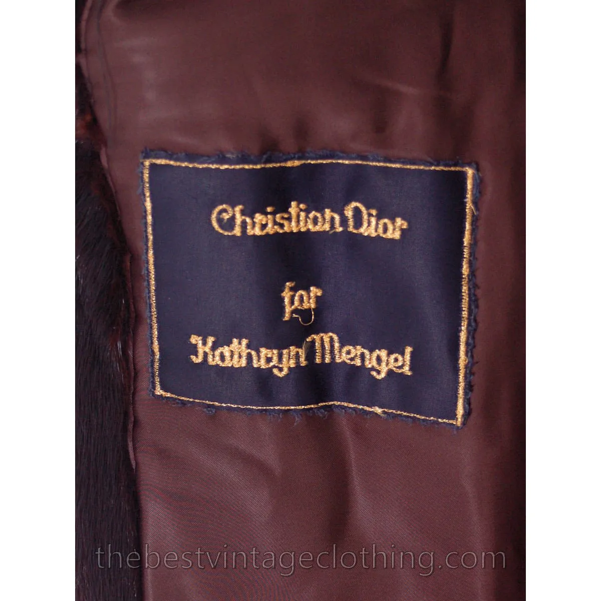 Vintage Black Ranch Mink Belted Trench Coat Christian Dior 1980s Womens Medium