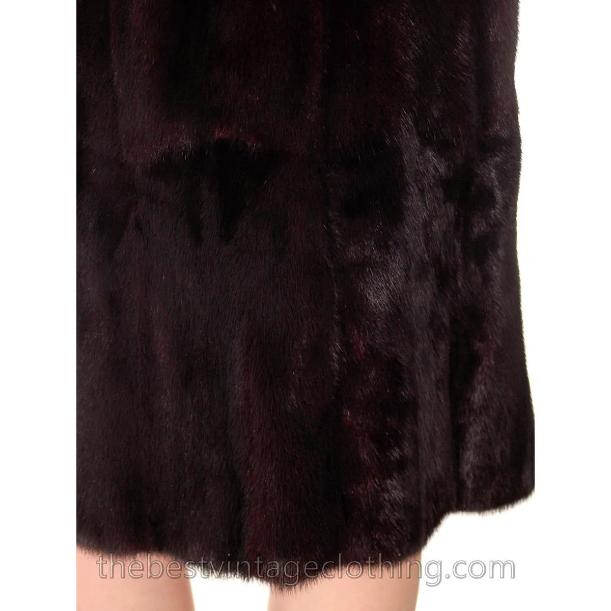 Vintage Black Ranch Mink Belted Trench Coat Christian Dior 1980s Womens Medium