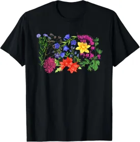 Vintage Flower Botanical Illustration Chart Plant T-Shirt